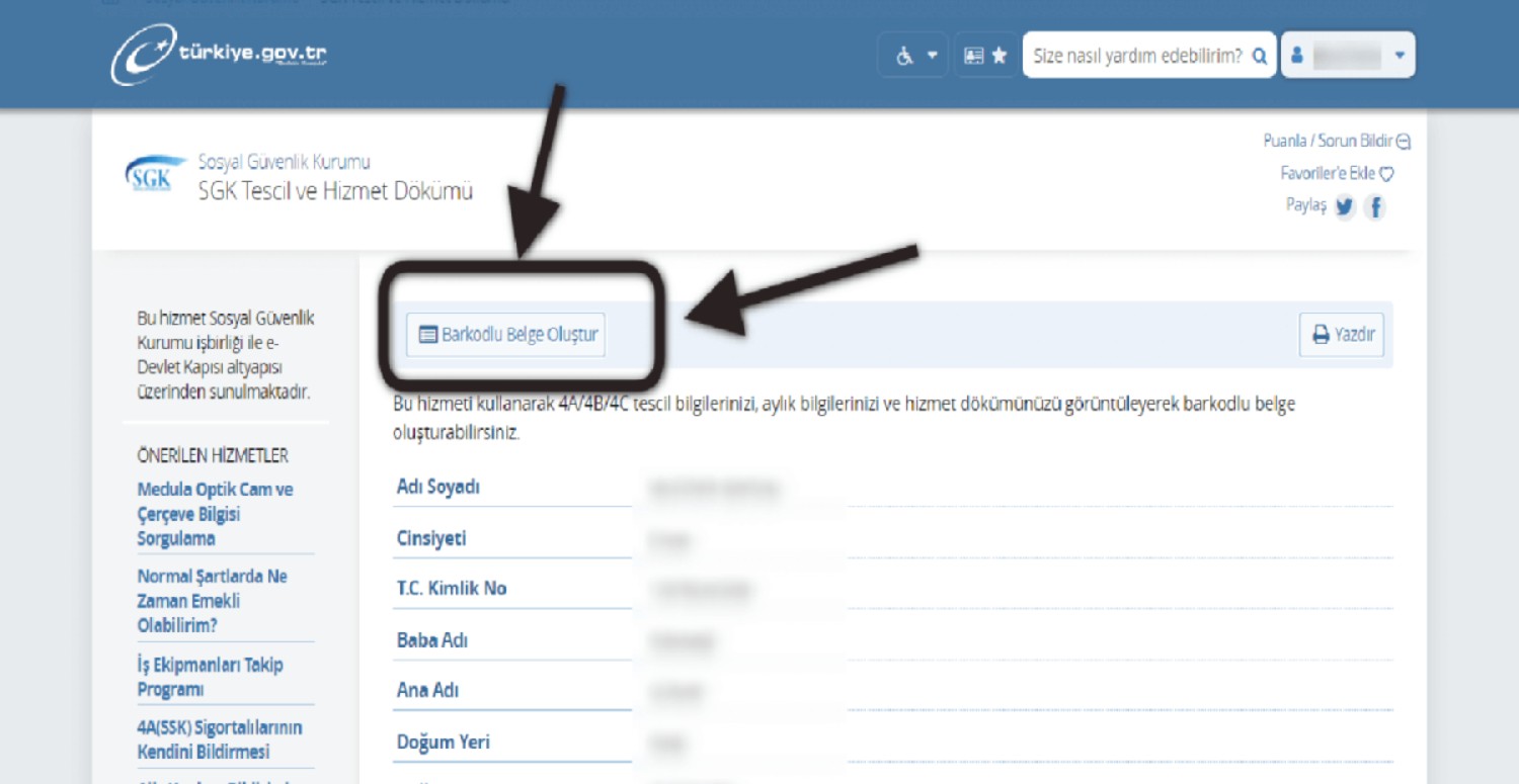sgk hizmet dökümü